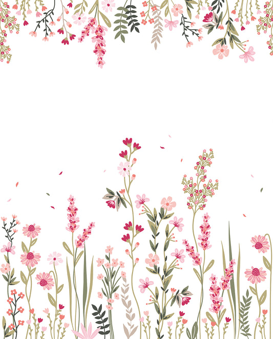 Papier peint panoramique "Champs de fleurs rose " (droite)  LILIPINSO