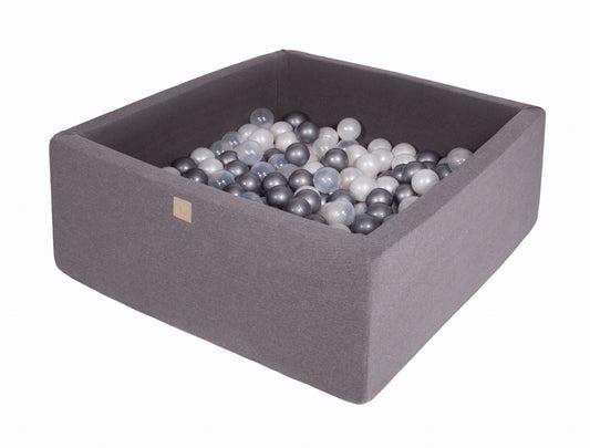 Piscine à balles carrée "Coton" grise foncée + 400 balles  MEOWBABY