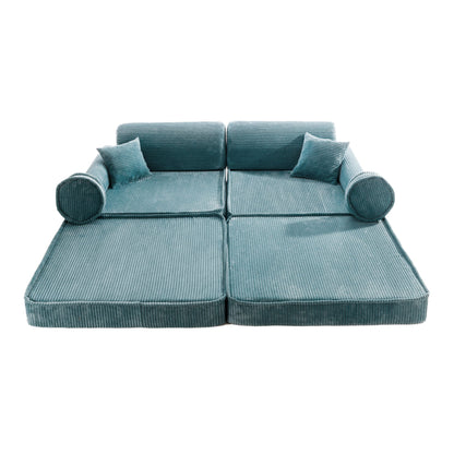 Canapé modulable en velours turquoise MEOWBABY