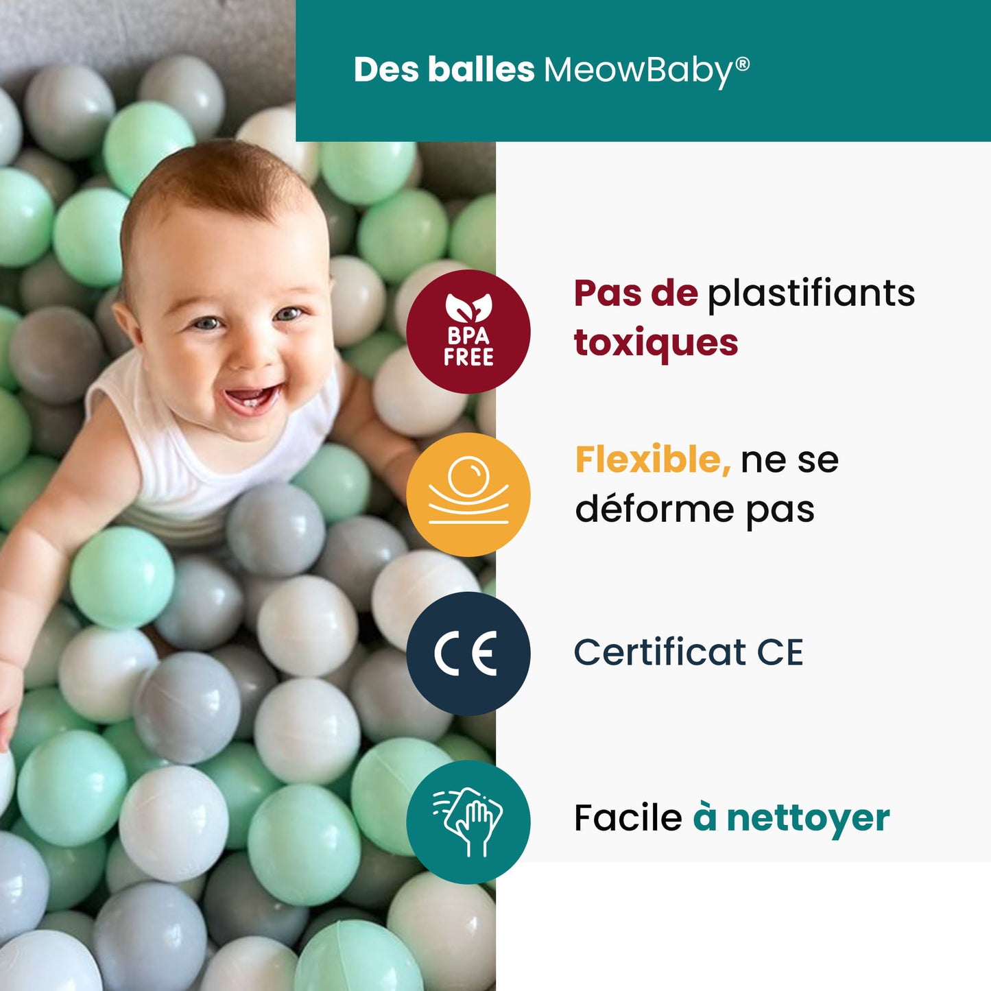 Dark gray square fabric ball pool + 400 MEOWBABY balls