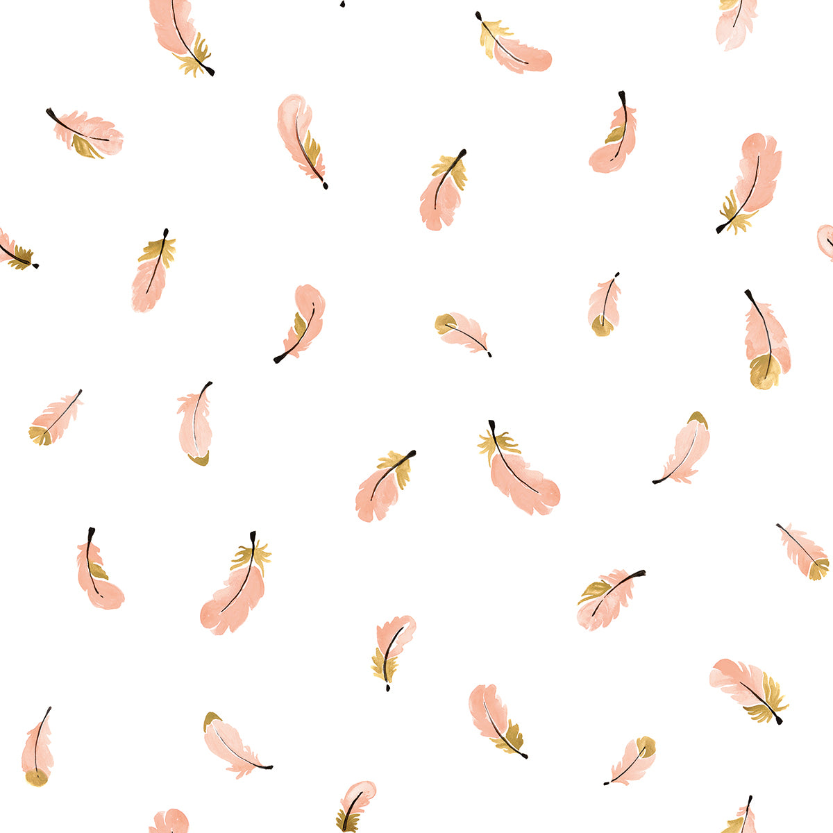 Children's wallpaper "Pink feather patterns" LILIPINSO