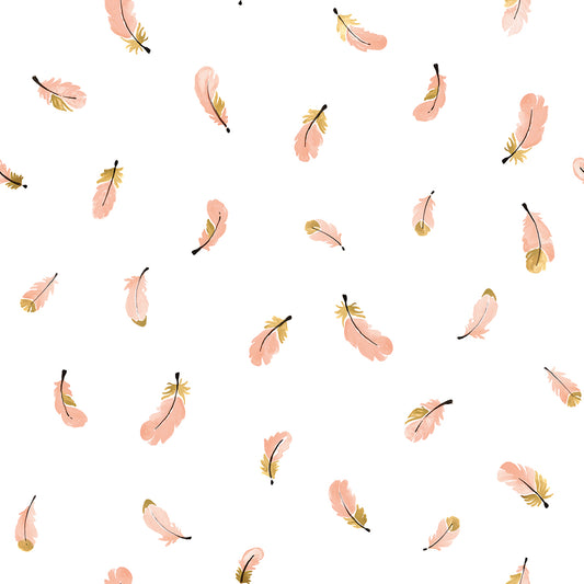 Papier peint enfants "Motifs plumes rose" LILIPINSO