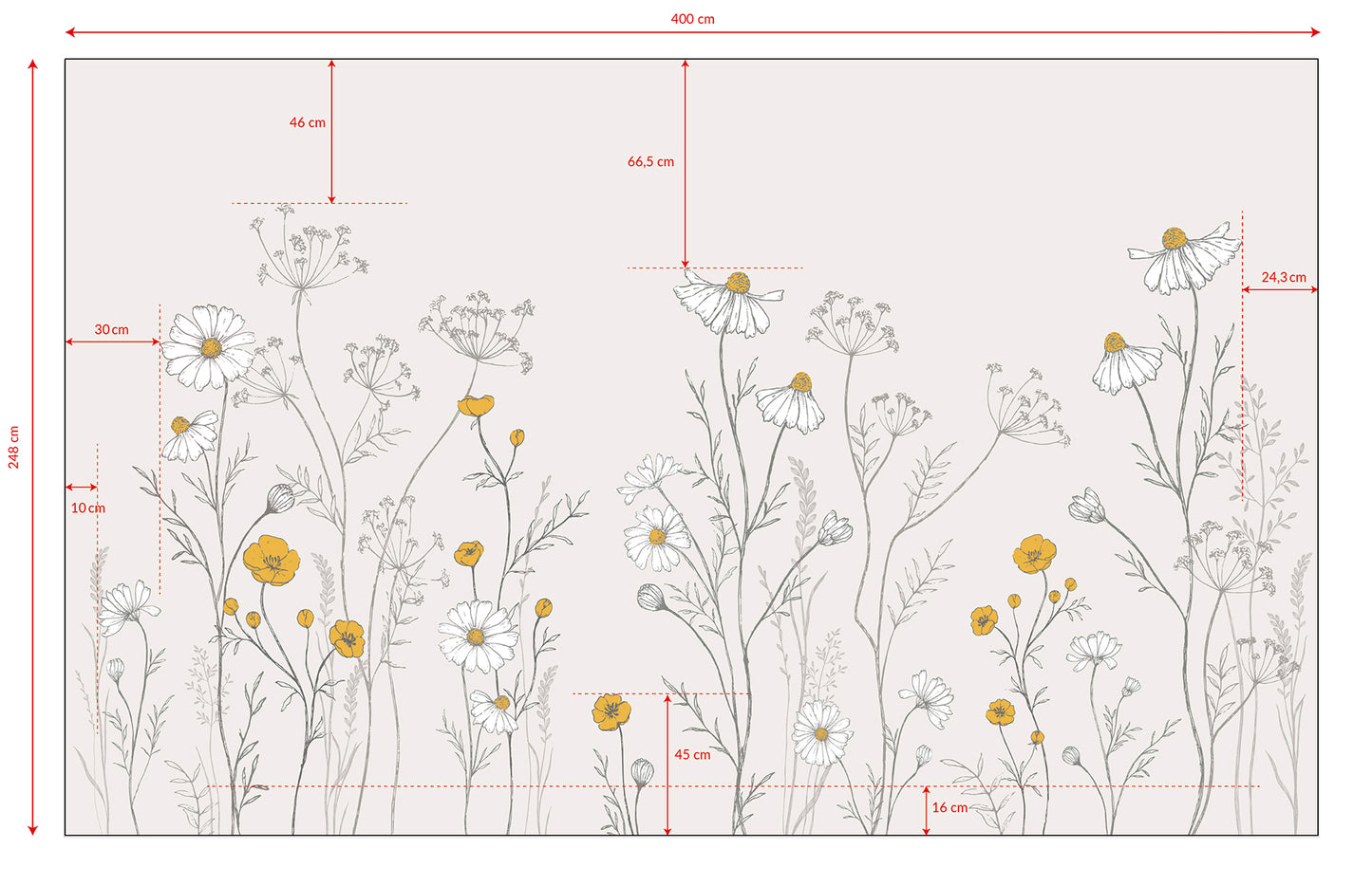 Panoramic wallpaper "Chamomile flowers" LILIPINSO