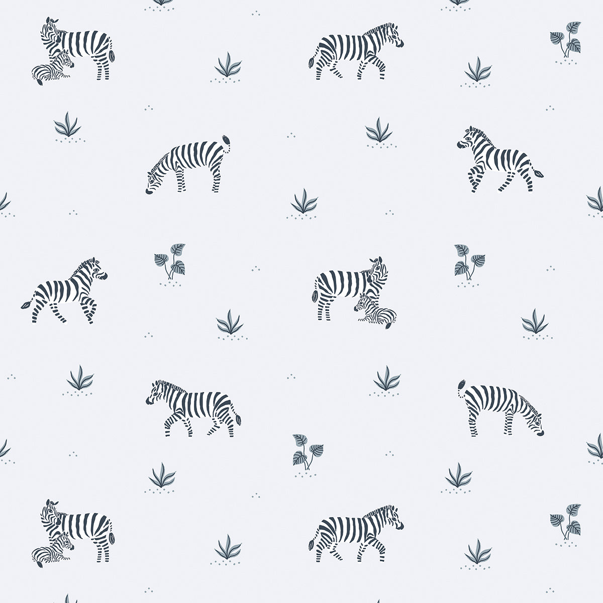 Children's wallpaper "Zebra pattern blue background" LILIPINSO