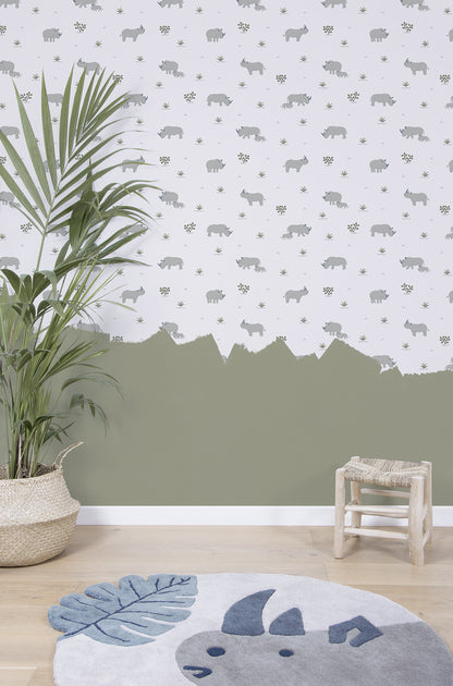 Children's wallpaper "Rhinoceros pattern gray background" LILIPINSO