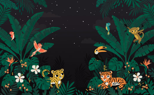 Papier peint panoramique "Animaux de la jungle" LILIPINSO