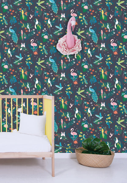 Children's wallpaper "Tropical birds pattern" LILIPINSO