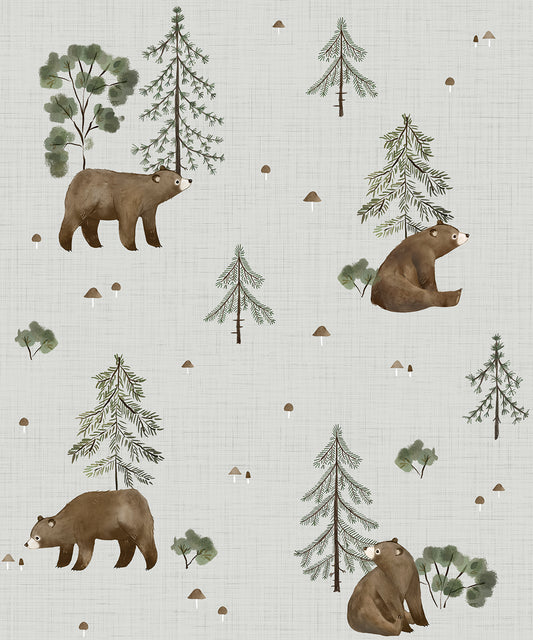 Papier peint enfants "Motif ours et montagne" LILIPINSO