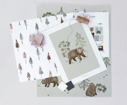 Children's wallpaper "Bear and mountain pattern" LILIPINSO