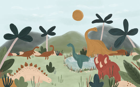 Papier peint panoramique "Dinosaures cool" LILIPINSO