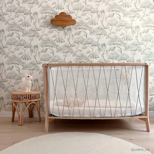 “Kimi” baby bed with mattress and CHARLIE CRANE mattress topper