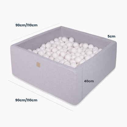 Light gray square fabric ball pool + 400 MEOWBABY balls